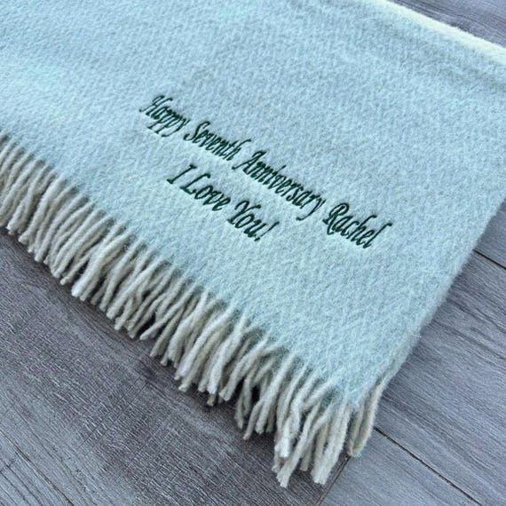 Personalized Throw 100% WOOL Blanket, Customized Merino Blanket for Adults, Washable Warm Soft Couch Picnic Blanket, Cozy House Warming Gift