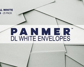 Panmer White Paper DL Envelopes 110mm x 220mm Peel and Seal Packs of 25