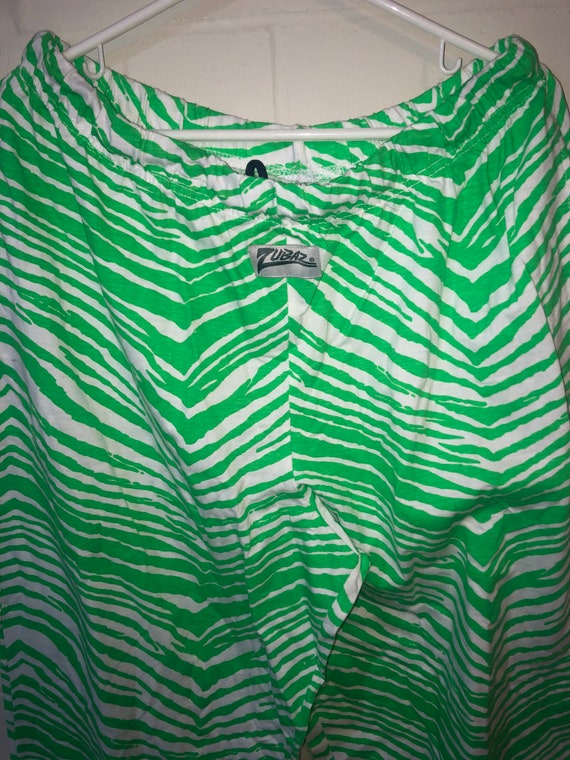 Vintage Neon Green NFL Zubaz Mens Zebra 