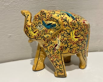 3"/7.5cm Indian elephant statue solid wood hand-painted unique authentic elephant ornaments Indian art perfect gift unusual home gift