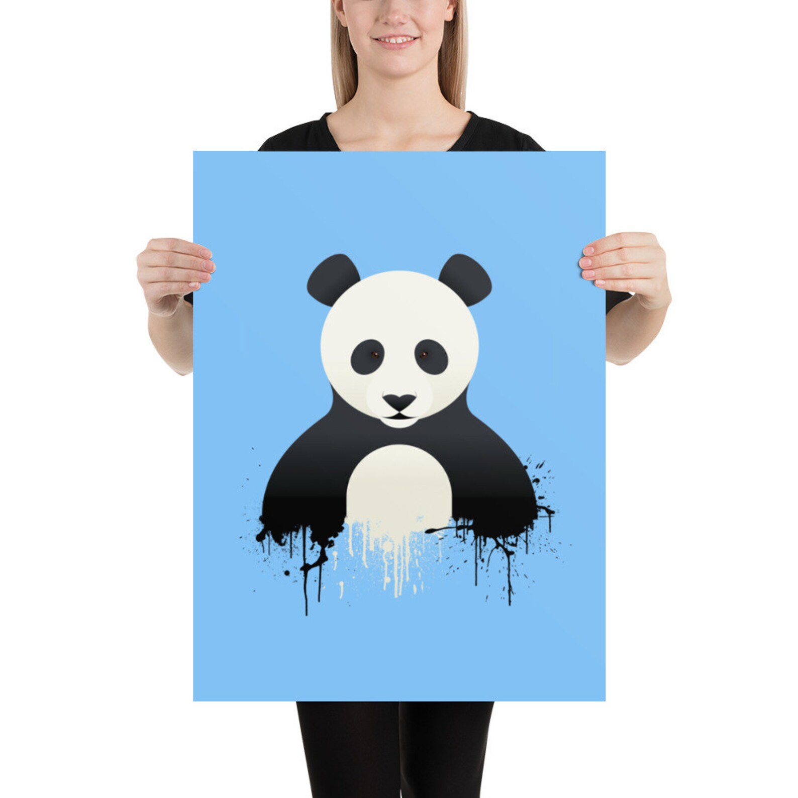 Panda spray paint in blue poster Etsy