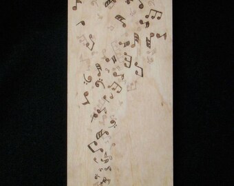 Floating Musical Notes on 6.5"x3"x1/8 wood panel