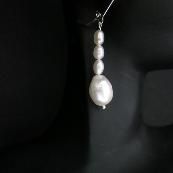 Earrings Earrings Real Freshwater Pearls Baroque Pearls White Brisuren Handmade