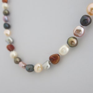 Necklace Necklace Pearl Necklace Genuine Pearls Freshwater Baroque 9-10 mm Multicolor Magnetic Clasp