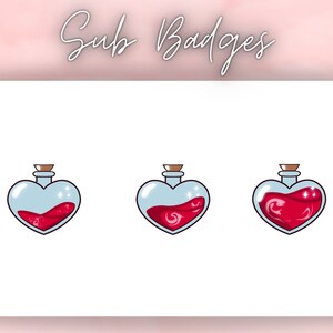 Heart Potion Sub Badges / Bit Badges / Heart Bottle / Twitch Badge / Streamer