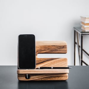 Wooden desk organizer,Wood organizer,Nightstand,Watch holder,Wood phone stand,Docking station organizer,Desk organization,Desk accessories