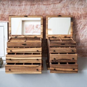 Handmade wooden jewelry box with drawers, Large jewelry box, Jewelry holder, Decorative storage box, Rustic jewelry organizer for women