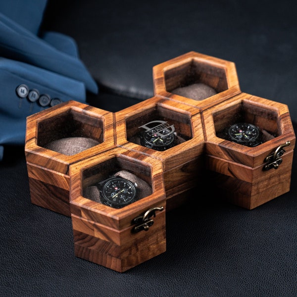 Honeycomb wooden watch case, Watch display case, Watch box for men, Watch storage box, Watch box organizer, Watch display, Watch case