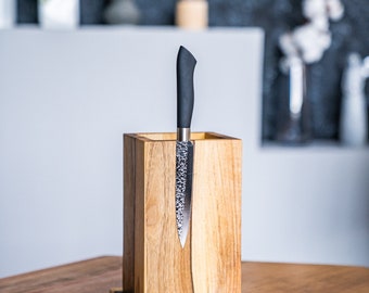 Minimalist Wooden Magnetic Knife Rack - Modern Kitchen Organizer - Space-Saving Knife Storage
