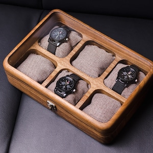 Aangepaste horlogedoos voor heren, horlogeopberger, horlogeopslag, gepersonaliseerde horlogedoos, horlogekast, horlogekast, horlogedoos, cadeau voor papa, Valentijnsdagcadeau