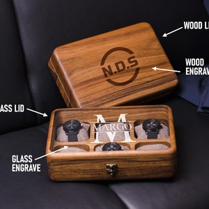 Custom engraved watch box for men,Wood watch box,Personalized anniversary gift for best friend,dad,boyfriend,Gift for him,Father's Day gift image 4