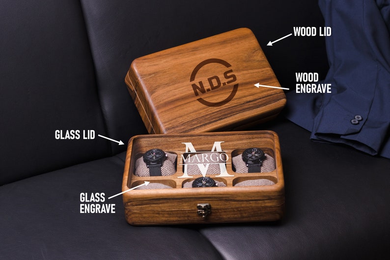 Custom engraved watch box for men,Wood watch box,Personalized anniversary gift for best friend,dad,boyfriend,Gift for him,Father's Day gift image 4