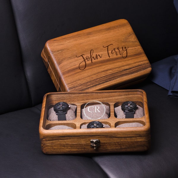 Watch box for men personalized, Watch box for men, Wood and glass display case, Personalized anniversary gift, Watch case, Best man gift