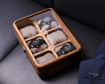 Caja de reloj de madera, Caja de reloj, Caja de regalo de padrinos, Caja de reloj para hombres, Caja de reloj de madera, Caja de valet, Caja de reloj, Organizador de relojes, Soporte de reloj