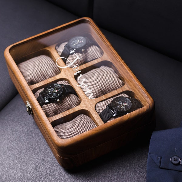 Uhrenbox aus Holz, Uhrenbox, Groomsmen Geschenkbox, Uhrenbox für Männer, Uhrenbox aus Holz, Valet-Box, Uhrenbox, Uhrenorganisator, Uhrenhalter