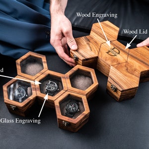 Honeycomb wooden watch case Watch display case Watch box for image 4