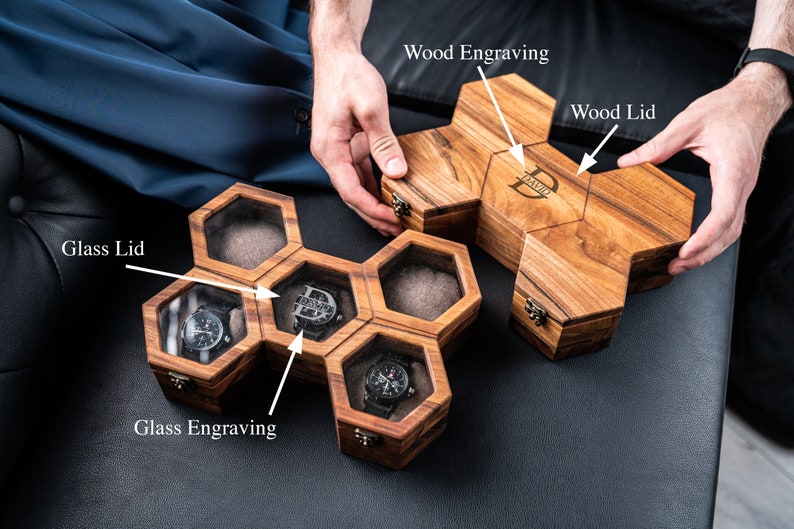 Honeycomb wooden watch case, Watch display case, Watch box for men, Watch storage box, Watch box organizer, Watch display, Watch case image 4