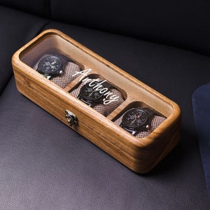 Vintage watch box, Walnut watch storage box, Wood watch case, Watch holder display for men, Watch organizer, Watch storage box, Watch box