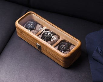 Vintage watch box, Walnut watch storage box, Wood watch case, Watch holder display for men, Watch organizer, Watch storage box, Watch box