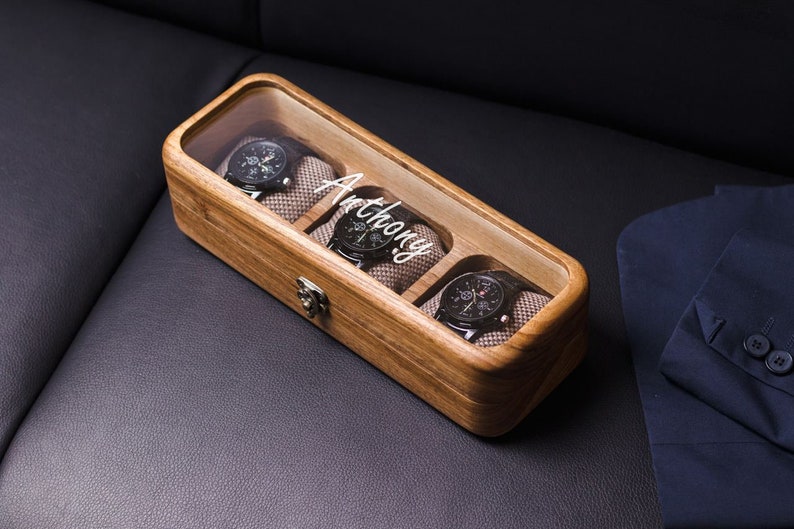 Custom engraved watch box for men, Wood watch box, Personalized anniversary gift for best friend,dad,boyfriend, Gift for him, Fathers Day gift, Personalized gift, Watch display case, Watch organizer, Watch box, Watch storage, Watch holder, Watch case