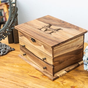Schmuckschatulle aus Holz mit Schubladen und Schubladen,Schmuckschatulle,Schmuckschatulle,benutzerdefinierter Organizer aus Massivholz,Holz Schubladenbox,großes Schmuckkästchen