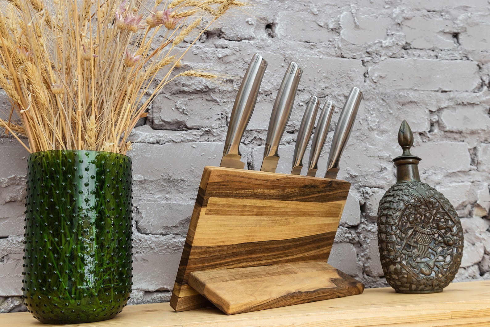 Knife Standwalnut Wood Knife Standwooden Etsy