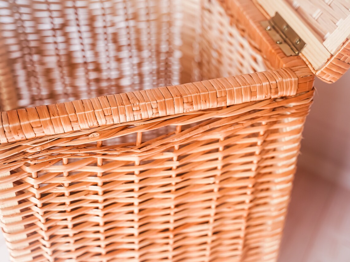 Boho Wäschekorb Gewebter Wäschekorb Korbkorb mit Deckel | Etsy