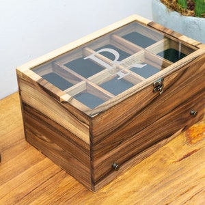 Mens watch box with drawer,Wood watch case and jewelry case,Wood watch box drawer,Watch case organizer,8 watch box,Watch box with drawer