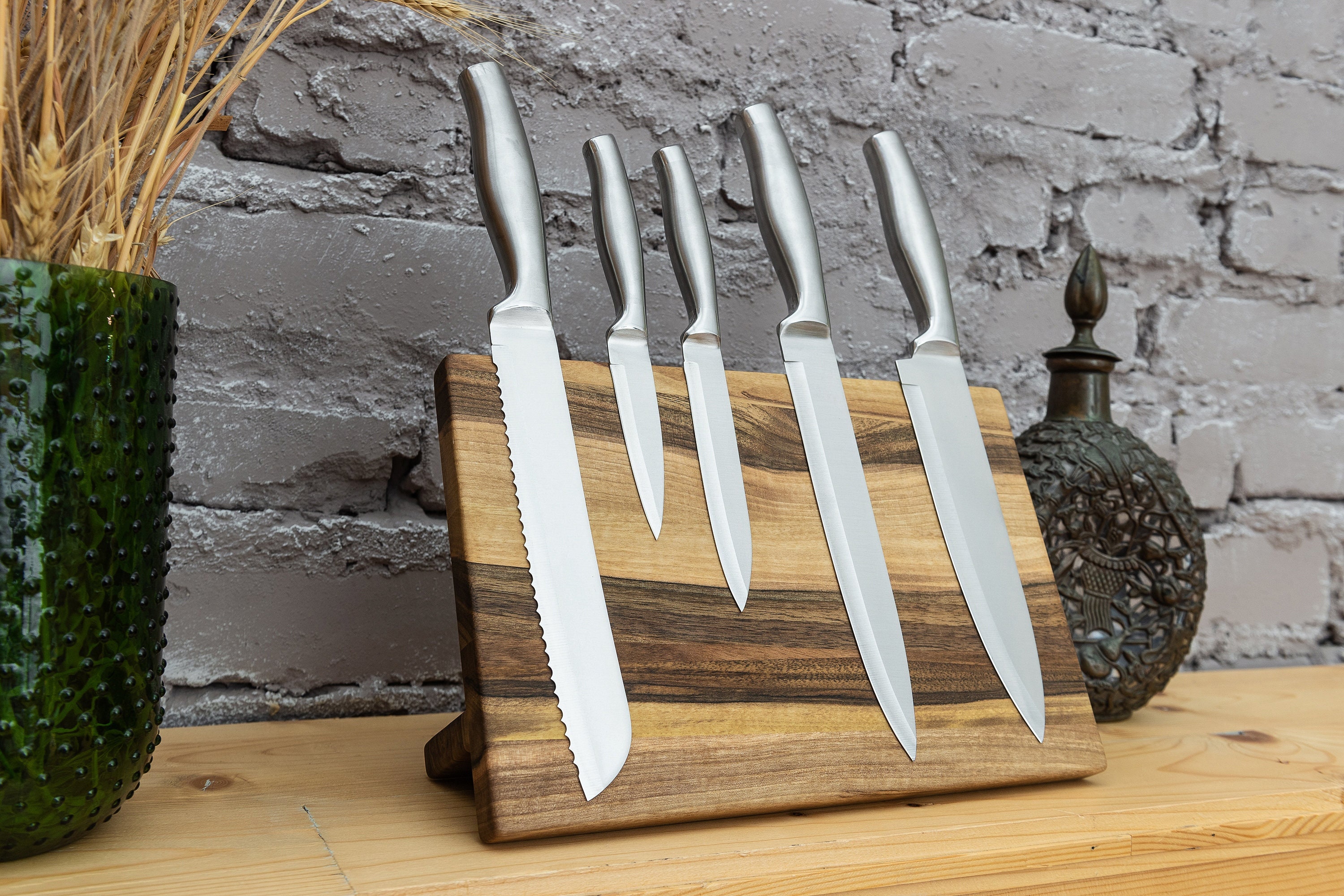 porte-couteau magnétique en bois, bloc de couteau personnalisé, support personnalisé, planche magnétique, porte-couteau ferme, stockage lame