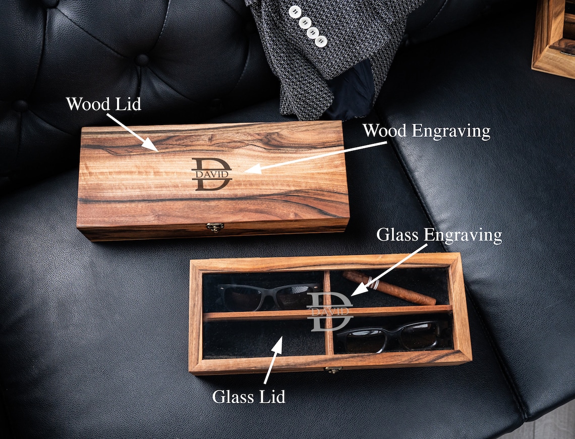 Personalized Wooden Glasses Case Engraved Glasses Box Wooden Etsy