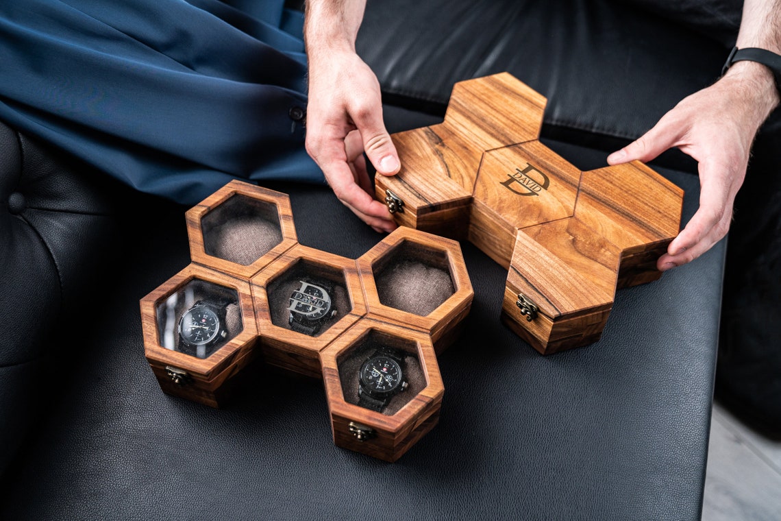 Watch Box for Men Wood Watch Display Case Custom Wooden Mens Etsy