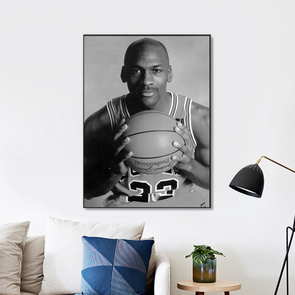 black and white michael jordan photo