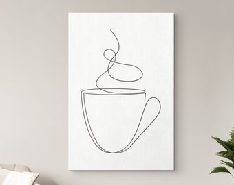 Minimalist Coffee Cup Line Art Print, Neutral Wall Decor