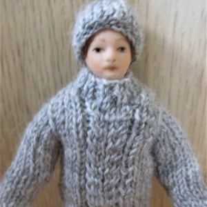 Doll House Clothes, Miniature Sweater, 1:12 Scale Sweater, Doll House Jumper and Hat, Doll not included