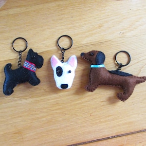Felt Dog Keyring: Handmade Dachshund, Scottie, Bull Terrier