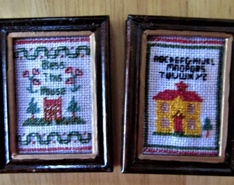 Miniature Embroidery, Dolls House Embroidery, 1:12 Scale Sampler, Dolls House Picture