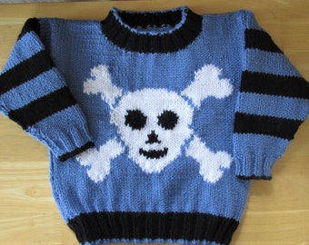 Hand Knitted Child's Pirate Sweater 22" Chest, Hand Knitted Sweater
