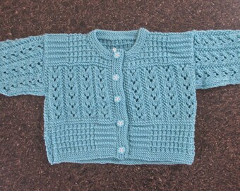 Baby Cardigan 20" Chest, Baby Sweater, Hand Knitted Baby Clothes