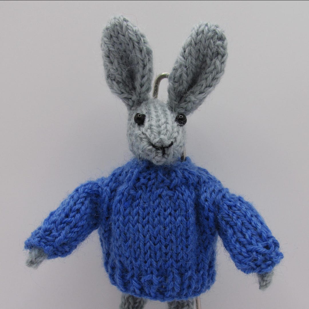 Knitted Pocket Animals Rabbit Hand Knitted Miniature Rabbit With Sweater, Collectible Wool Animals ...
