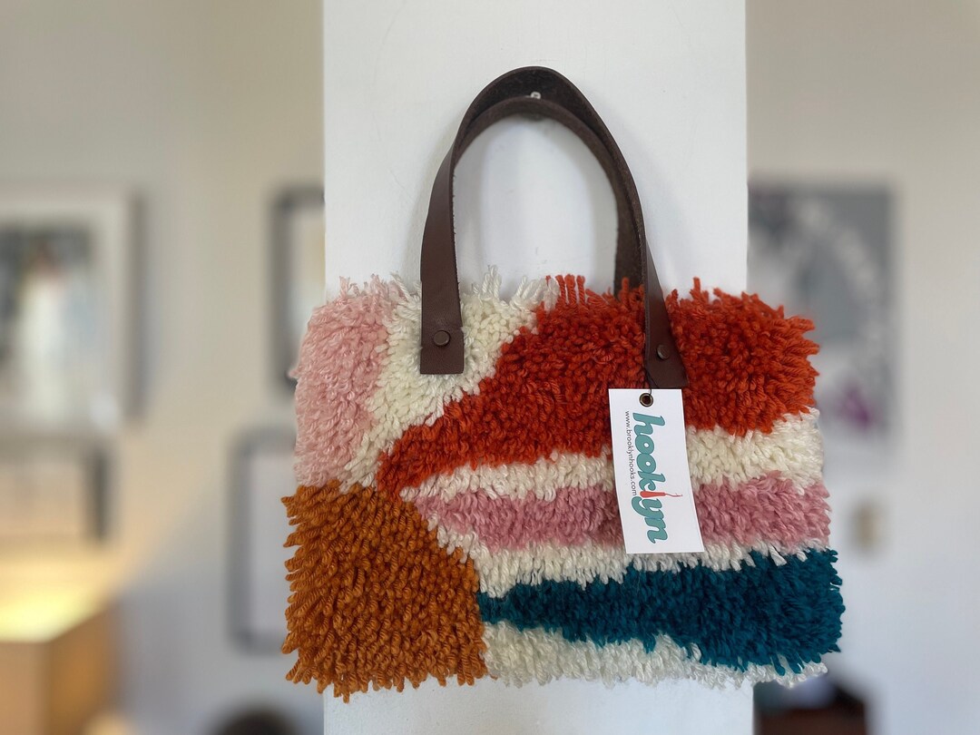 Latch Hook Rug Purse Shaggy 70's Style Yarn Bag With Etsy