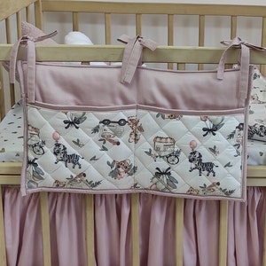 Hanging Crib Organizer: Cotton Bedside Storage Bag