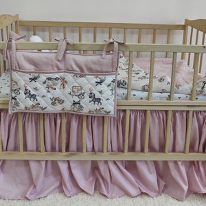 Hanging Crib Organizer: Cotton Baby Bedside Storage Bag