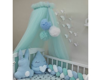 Dreamy Baby Baldachin, Baby Crib Canopy Tulle, Baby Crib Canopy, Nursery Canopy, Bed Baldachin, Hanging Ceiling Canopy, Baby Room Decor