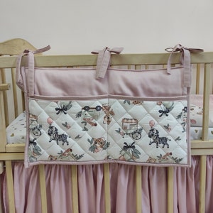 Cotton Baby Crib Organizer: Nursery Storage Bag with Ties