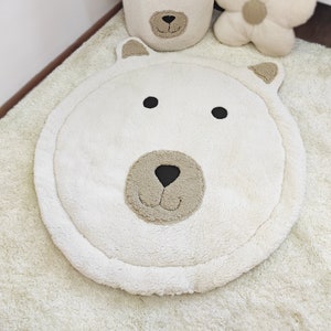 Weicher Plüsch-Teddybär-Kinderzimmerteppich, niedlicher Tierteppich für Baby-Kinderzimmerdekor, weicher und Plüschteppich für Babyzimmerdekor, Bärenteppich, Kissenbuchstabe