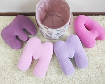 Monogram Letter Pillow: Personalized Cotton Velour Nursery Decor