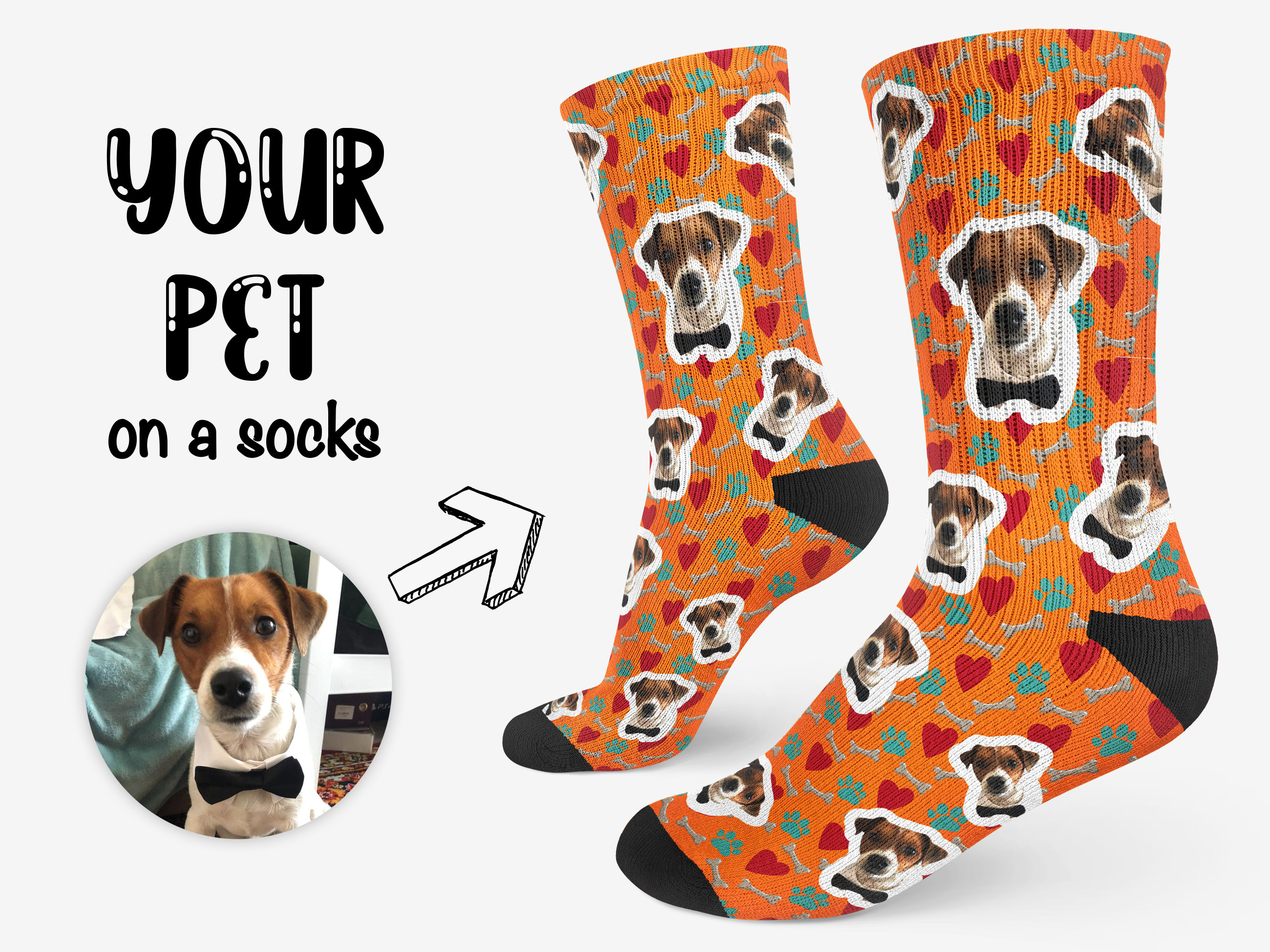 Custom Socks Personalized With Your Pet Face Unique Gift For Etsy