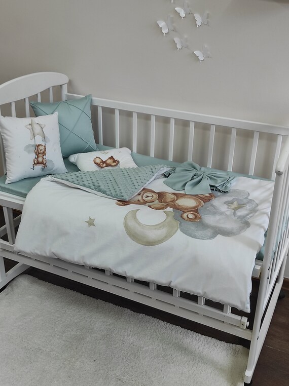 Cuna Para Bebe Moon Stars Baby Crib Bedding Set 3-Piece