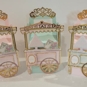 Parisian Patisserie Cart with Macarons Favor Box