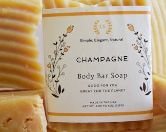 Champagne & Sweet Wine Soap Body Bars - Fun Duo, Rustic and Handcrafted